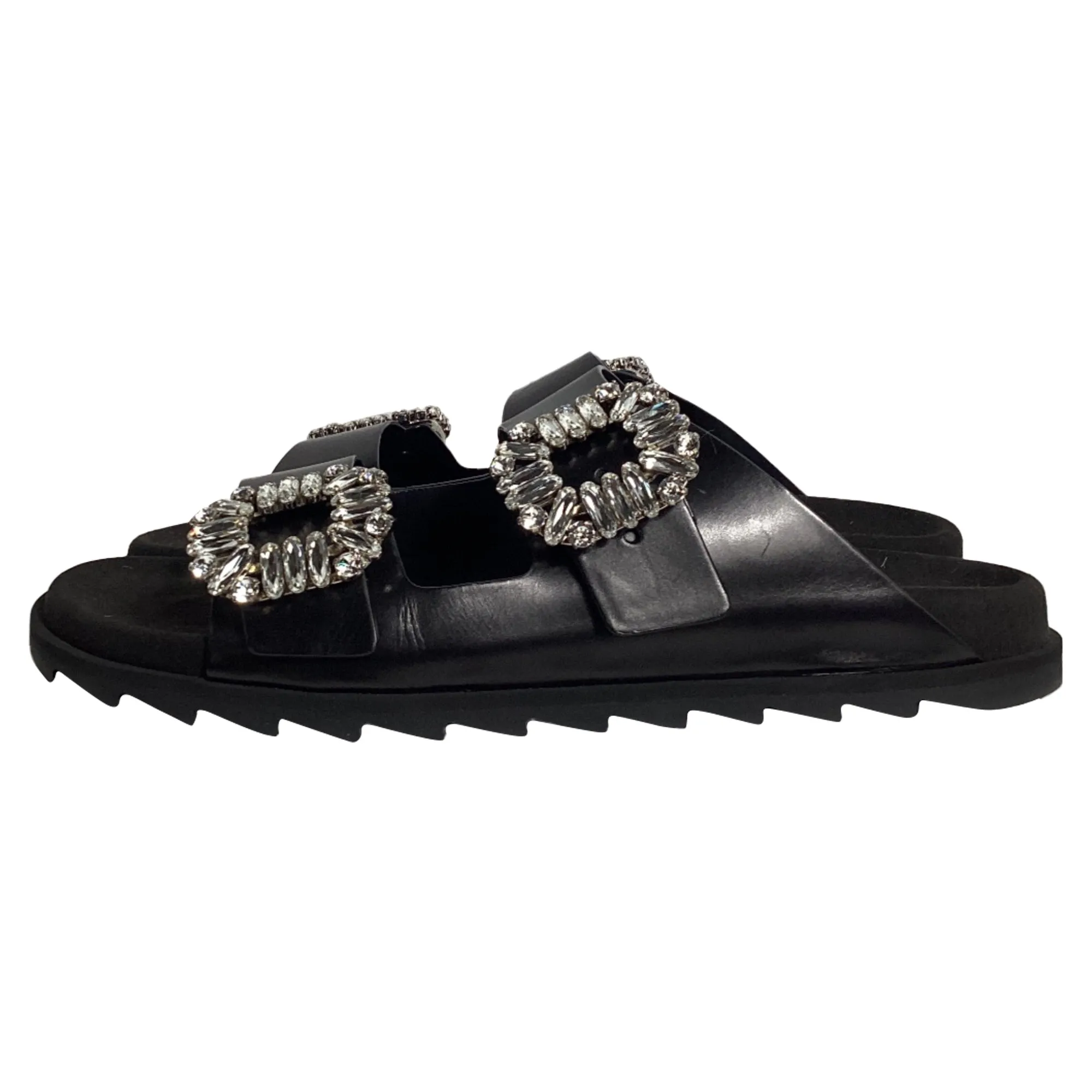 Roger Vivier Slidy Viv' Mules in Black Leather