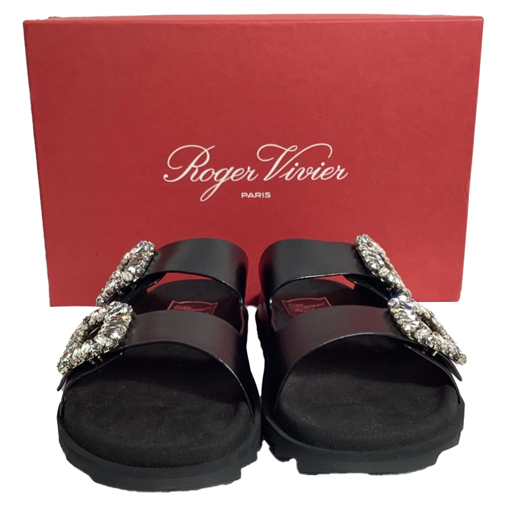 Roger Vivier Slidy Viv' Mules in Black Leather