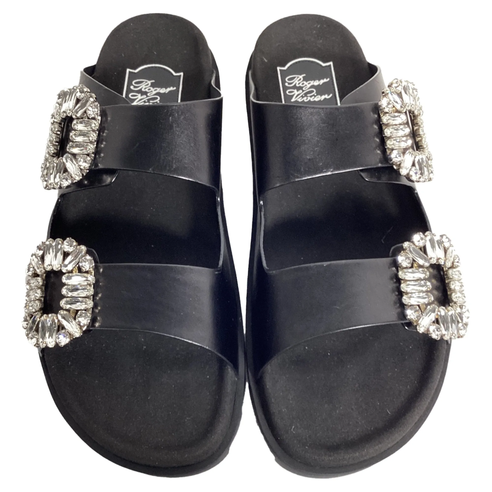 Roger Vivier Slidy Viv' Mules in Black Leather