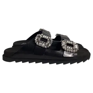 Roger Vivier Slidy Viv' Mules in Black Leather