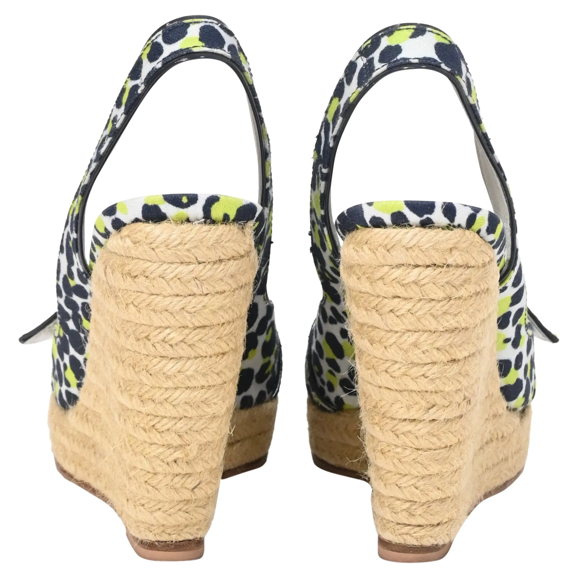 Roger Vivier Slingback Summer Wedges in Multicolor Canvas