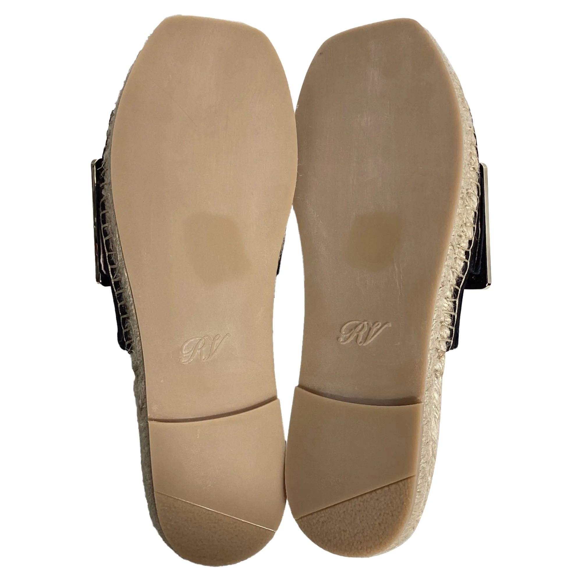 Roger Vivier Strass Espadrille Platform Slides in Black Velvet