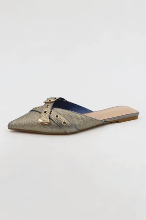 Runway Mules In Golden Denim