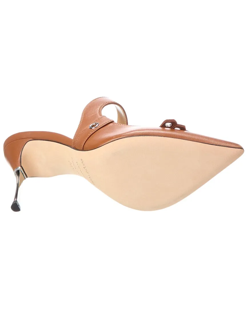Sergio Rossi Ankle Strap Leather Mule