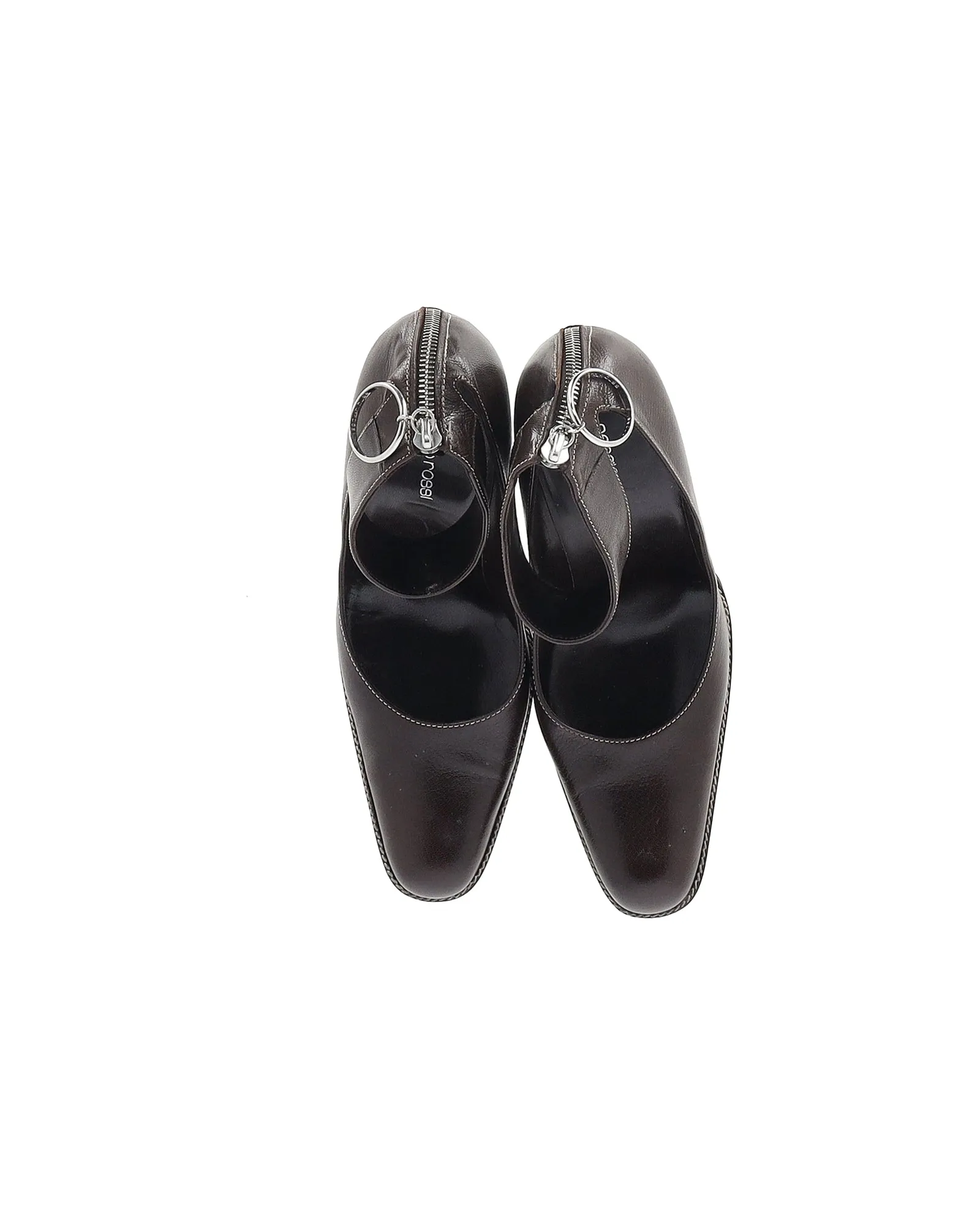Sergio Rossi Ankle Strap Pumps in Brown Leather
