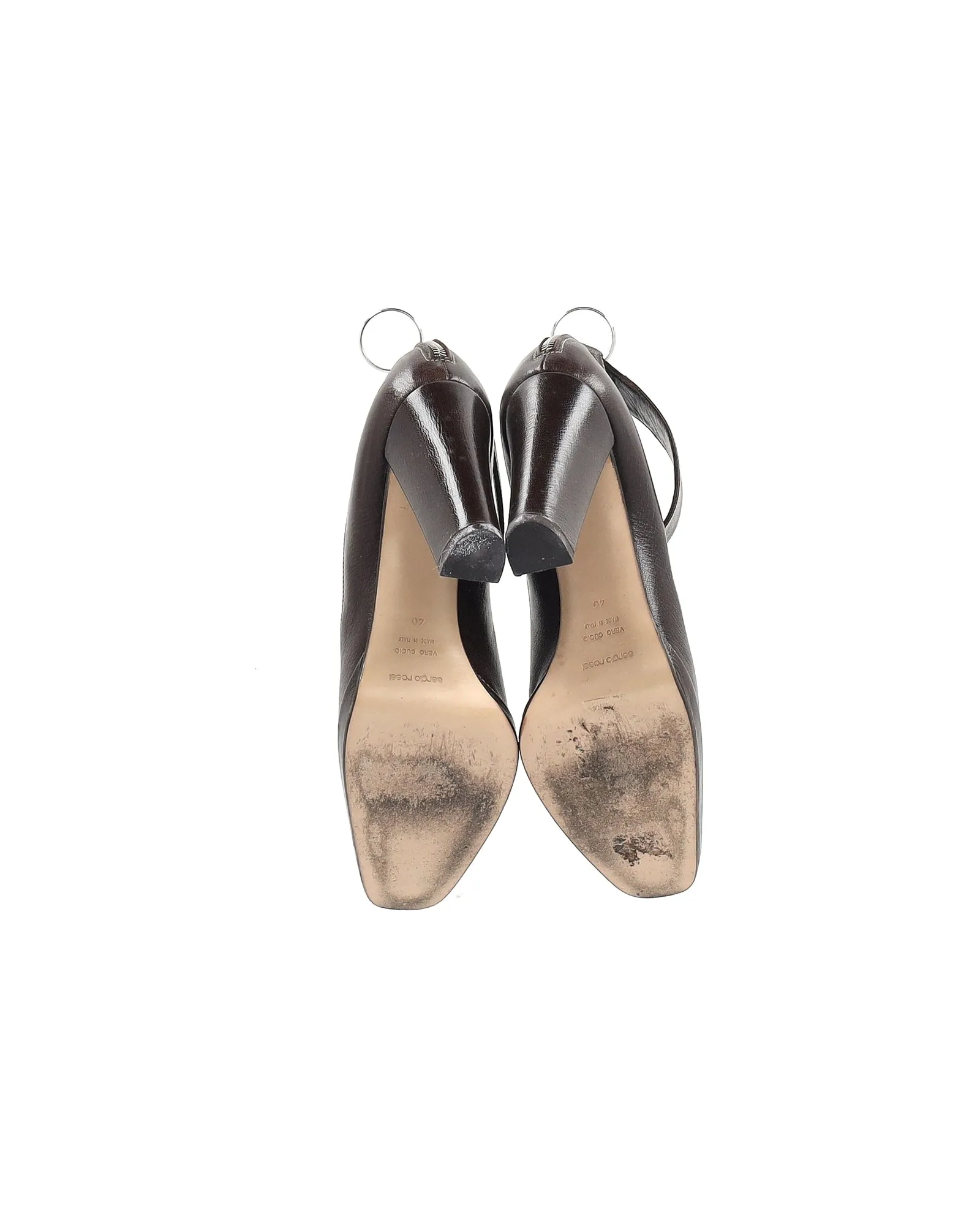 Sergio Rossi Ankle Strap Pumps in Brown Leather