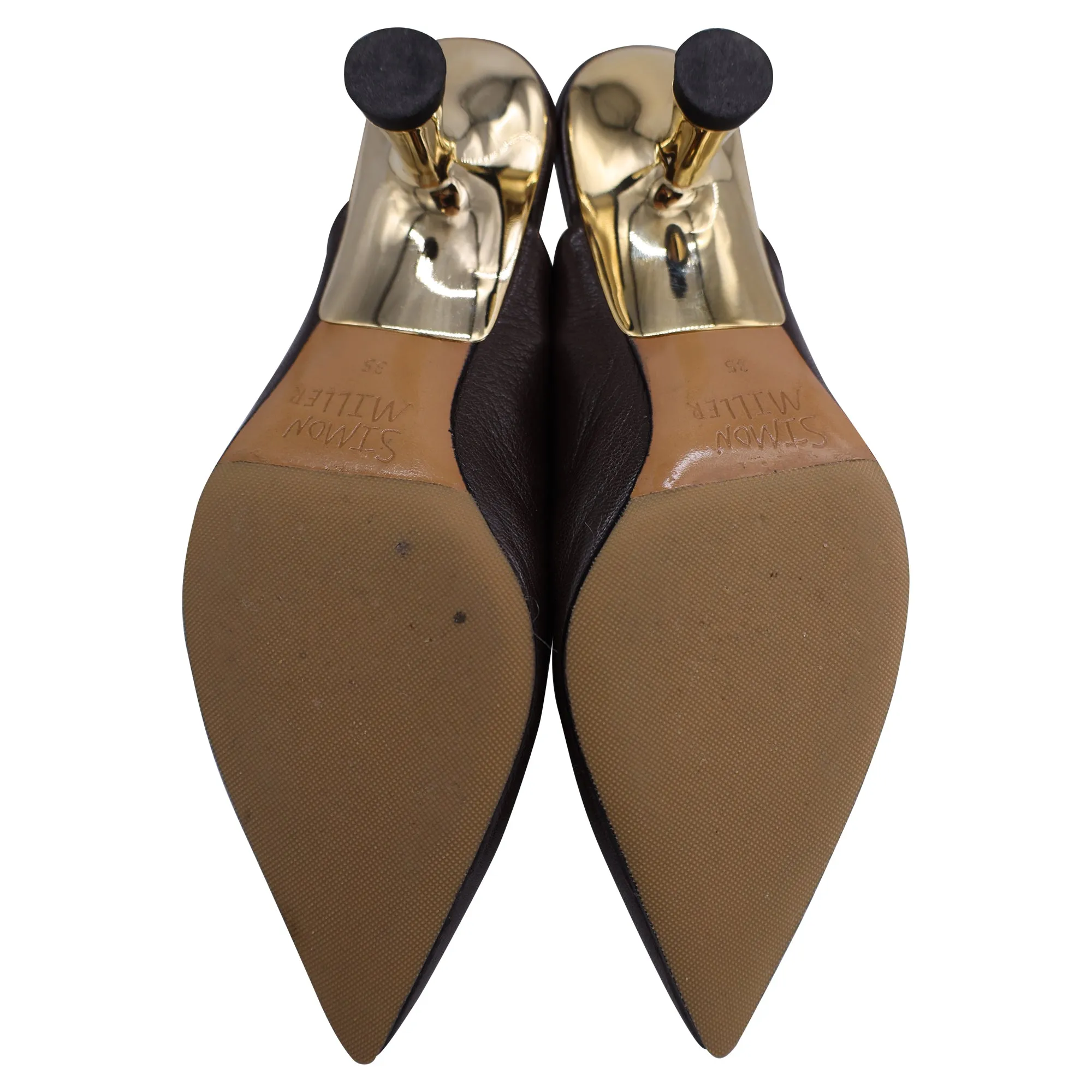 Simon Miller Kicker Low-Heel Mules In Brown Leather