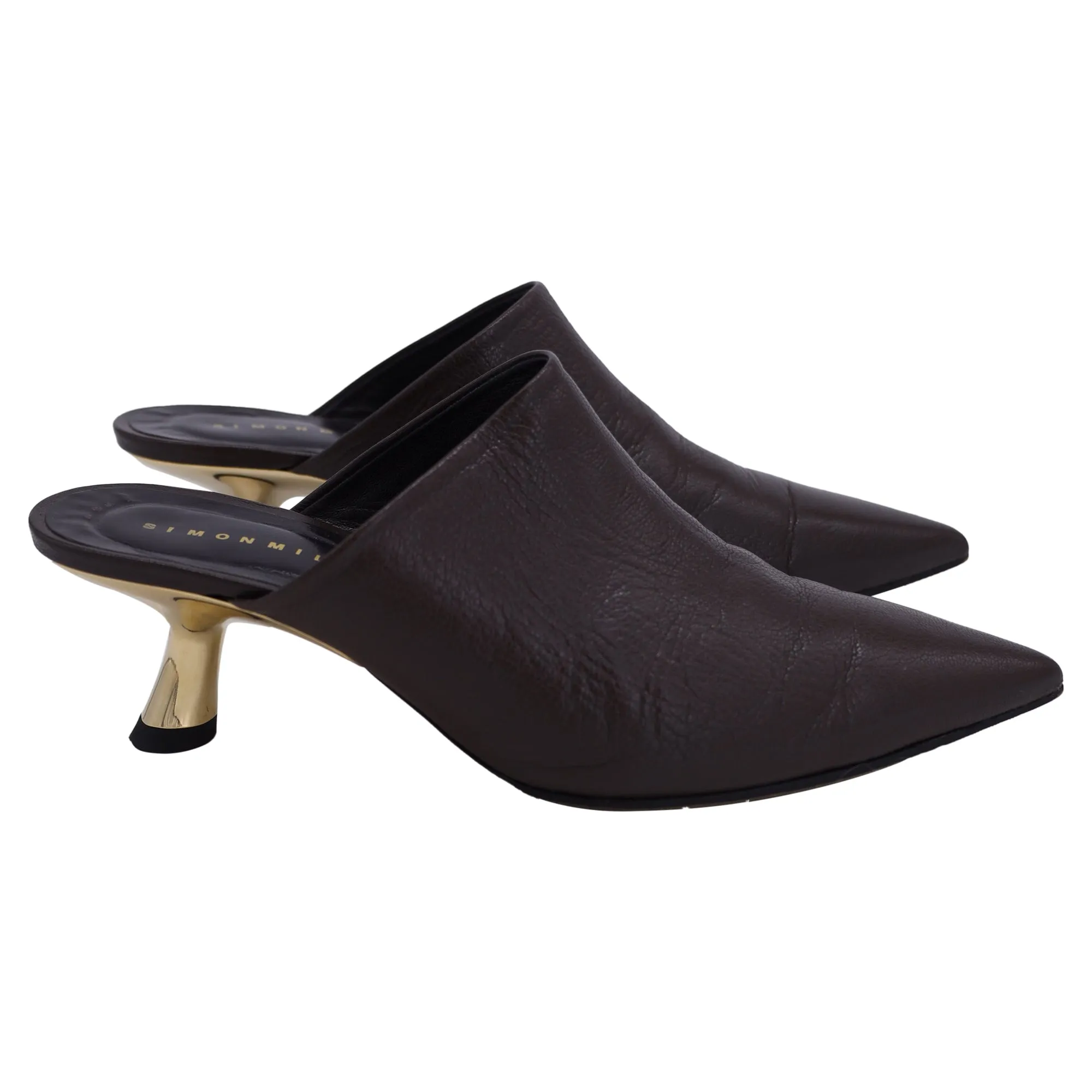 Simon Miller Kicker Low-Heel Mules In Brown Leather