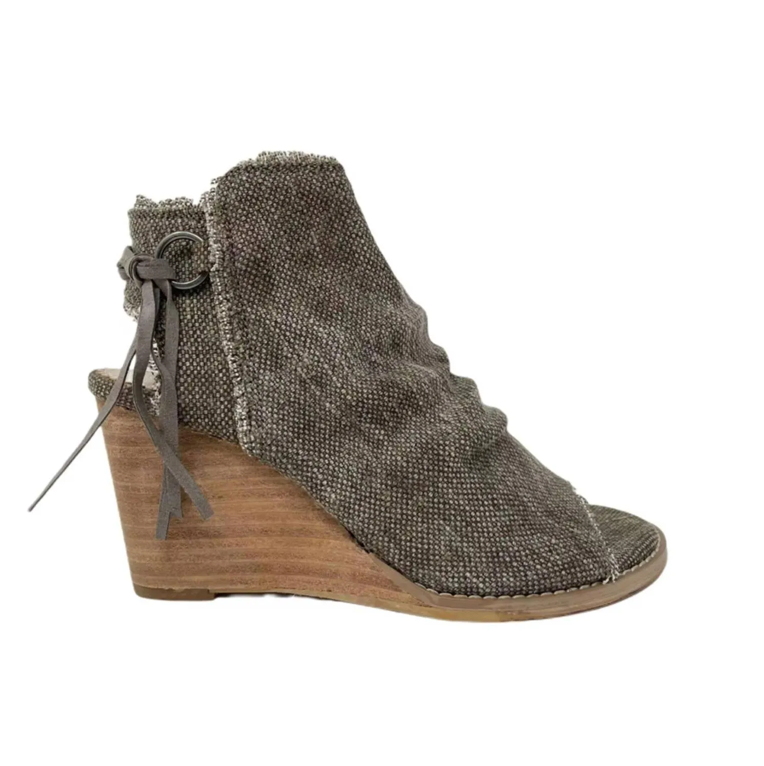 Sis Open Toe Wedge Shoes In Taupe