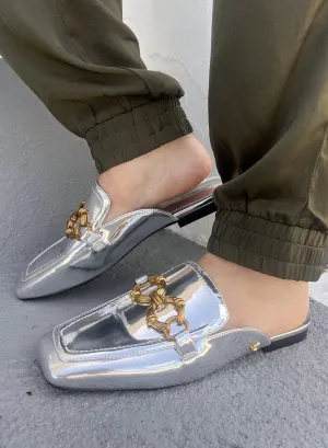 Slide Mule In Silver