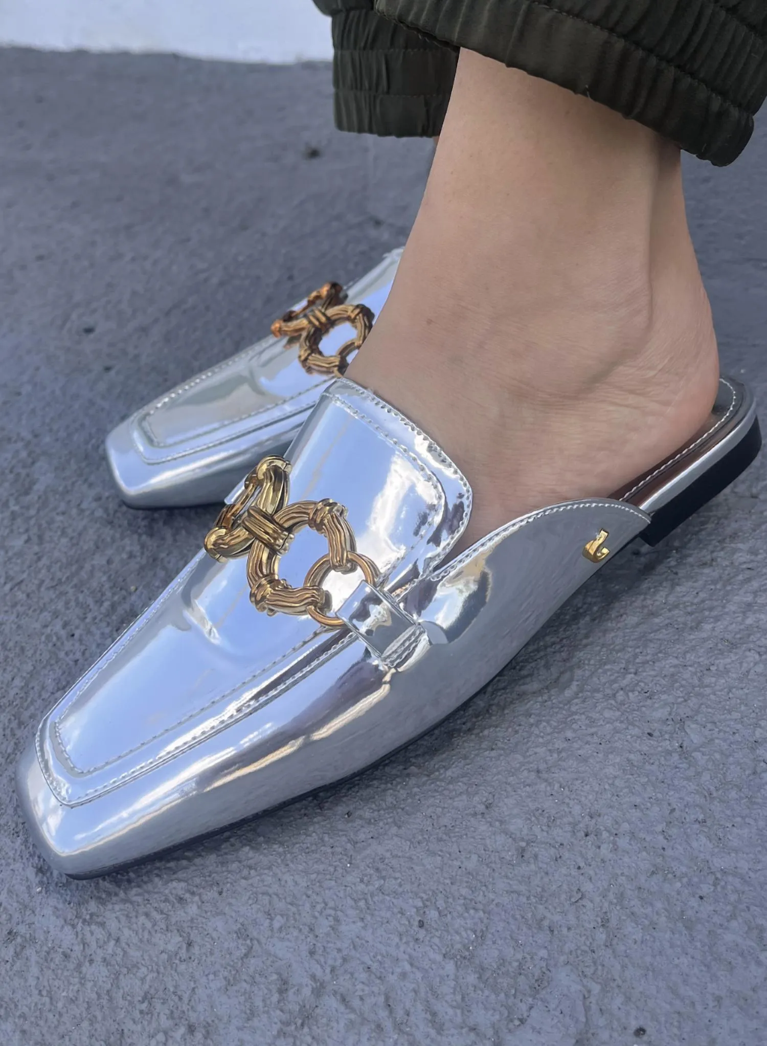 Slide Mule In Silver