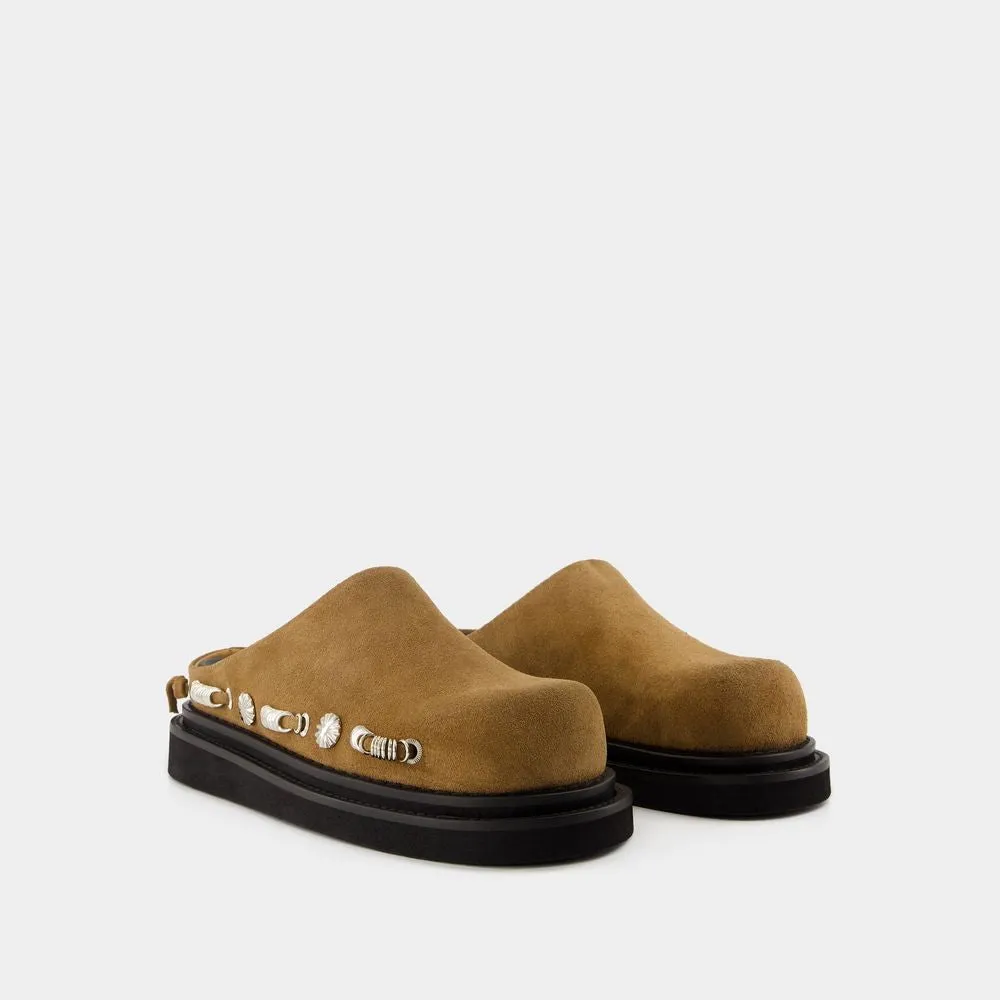 Slip-On Sandals With Calfskin Upper