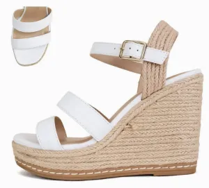 Soda Lavina Chic Cross Strap Wedge In White