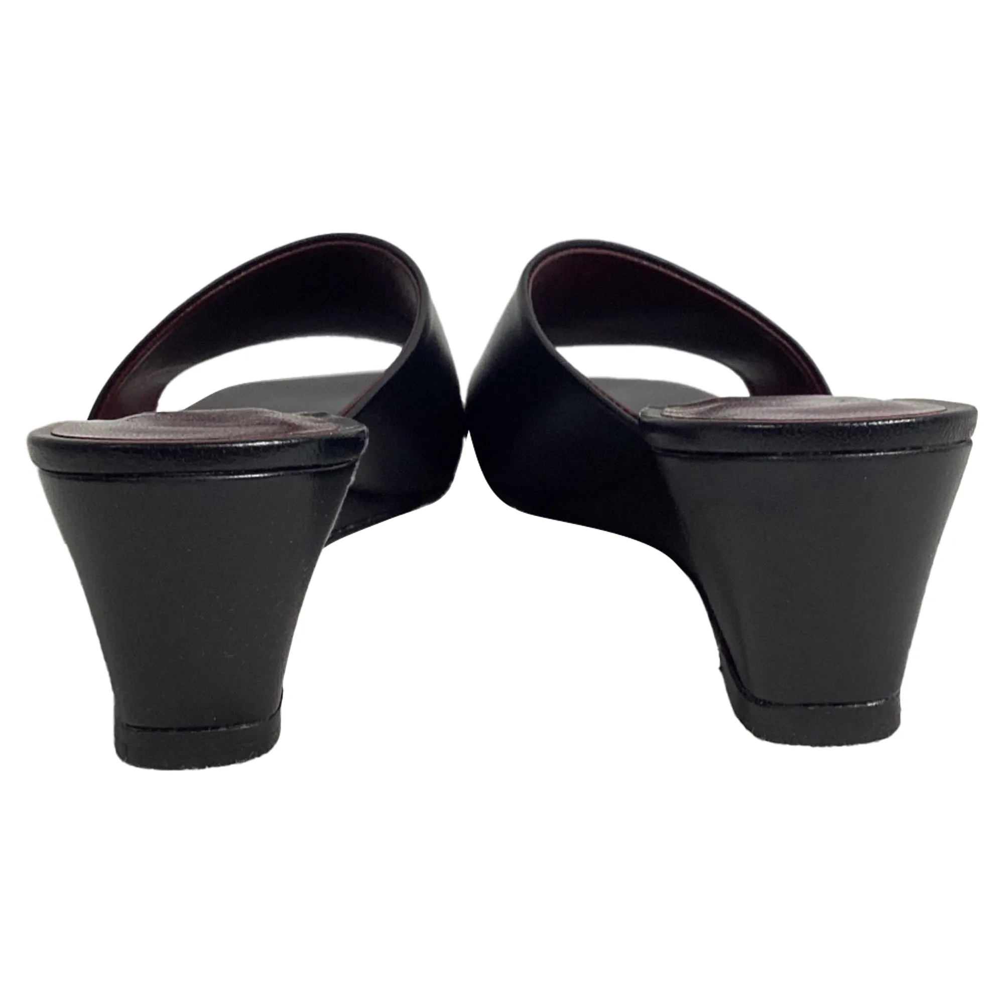 Staud Nevil Wedge Mules in Black Leather