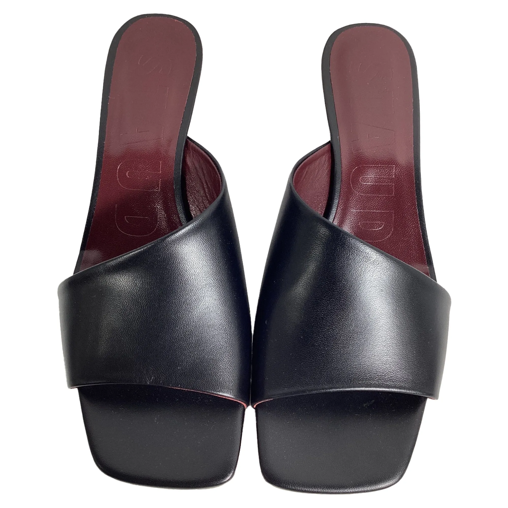 Staud Nevil Wedge Mules in Black Leather