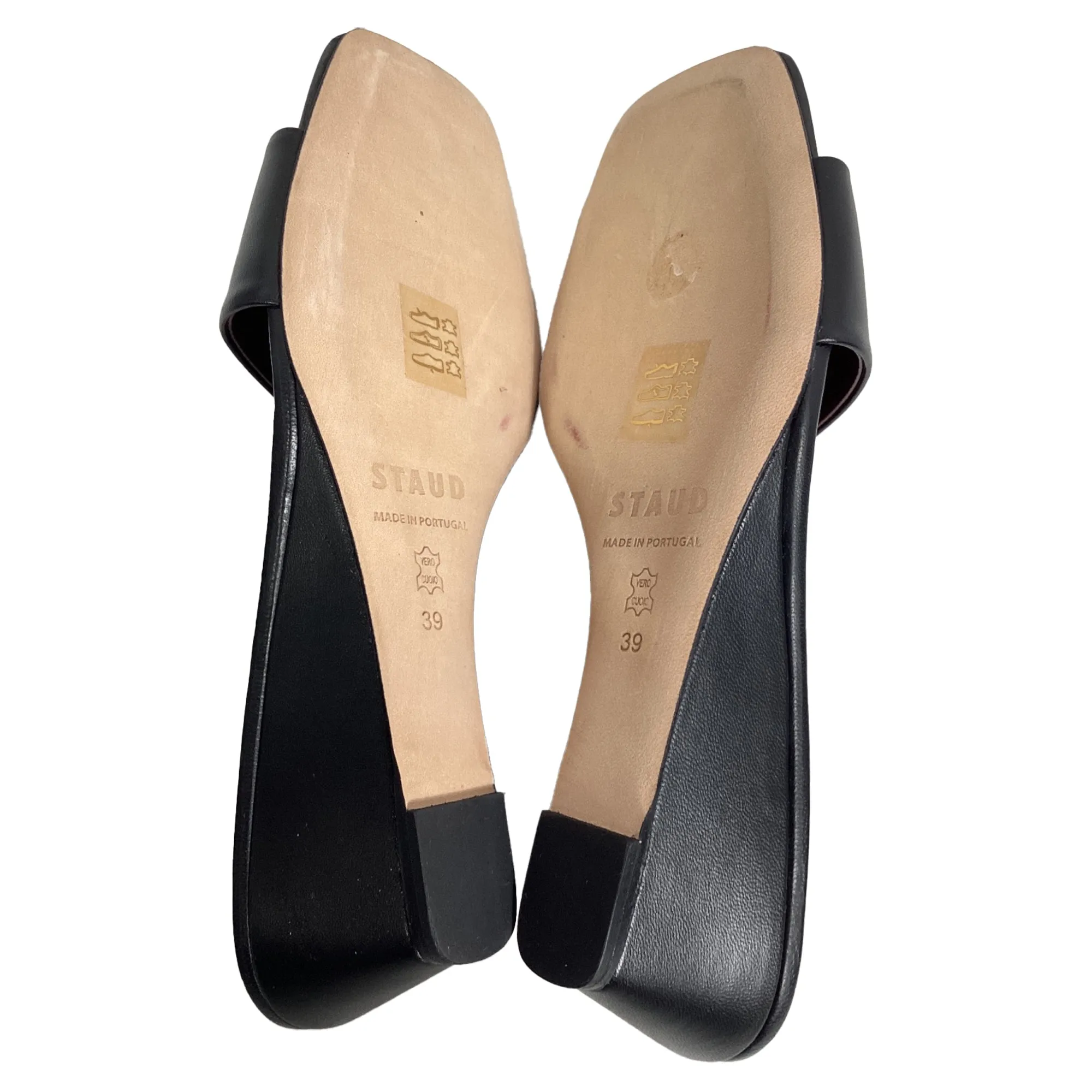 Staud Nevil Wedge Mules in Black Leather