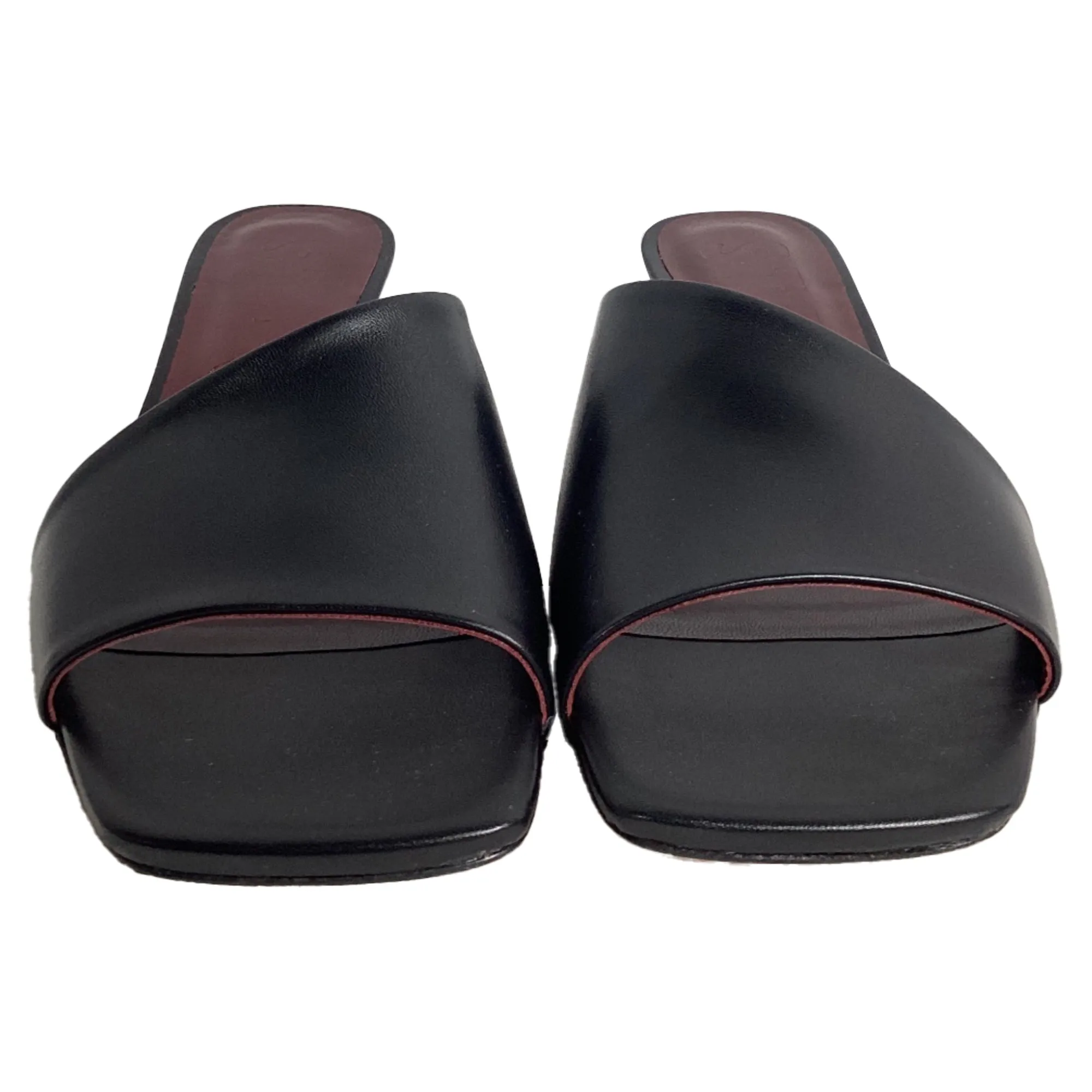 Staud Nevil Wedge Mules in Black Leather