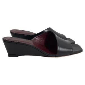 Staud Nevil Wedge Mules in Black Leather