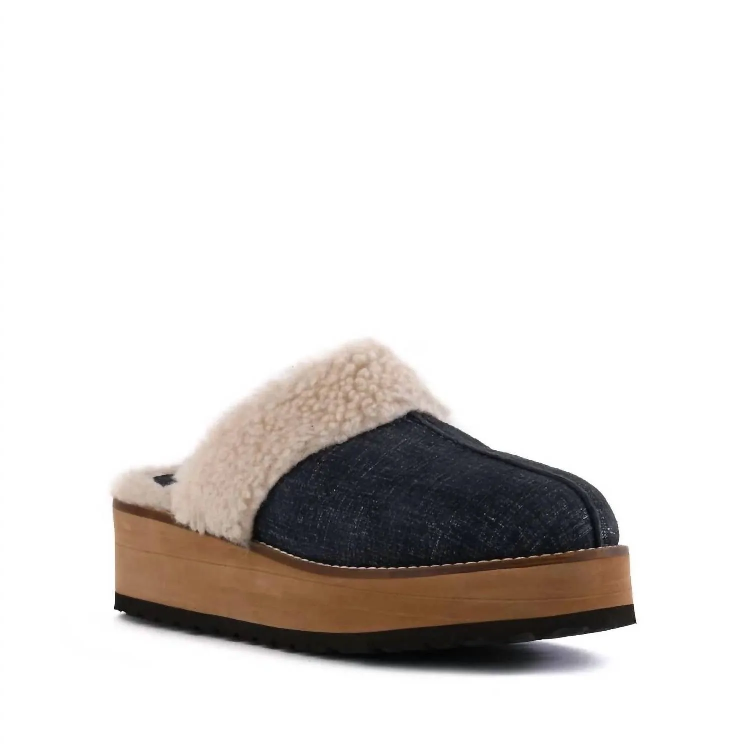 Steady Platform Mule In Navy Denim