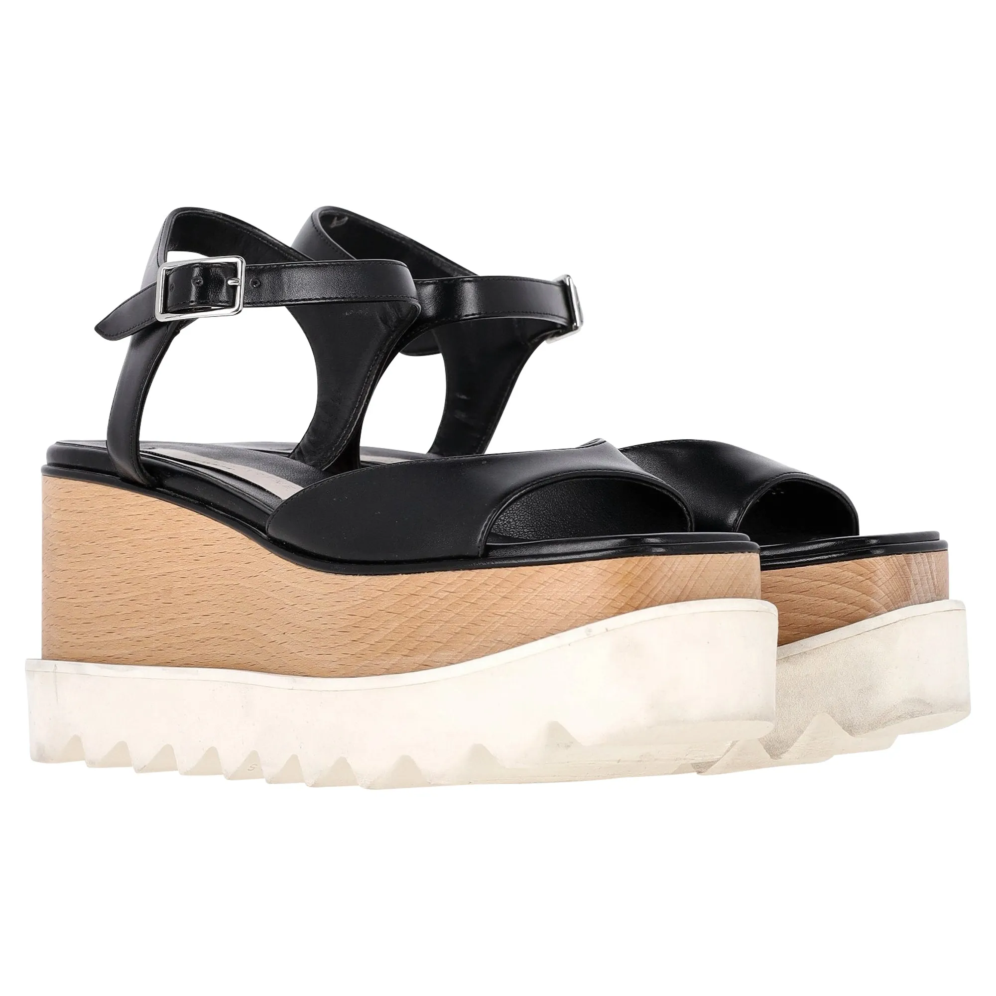 Stella McCartney Elyse Platform Sandals in Black Faux Leather