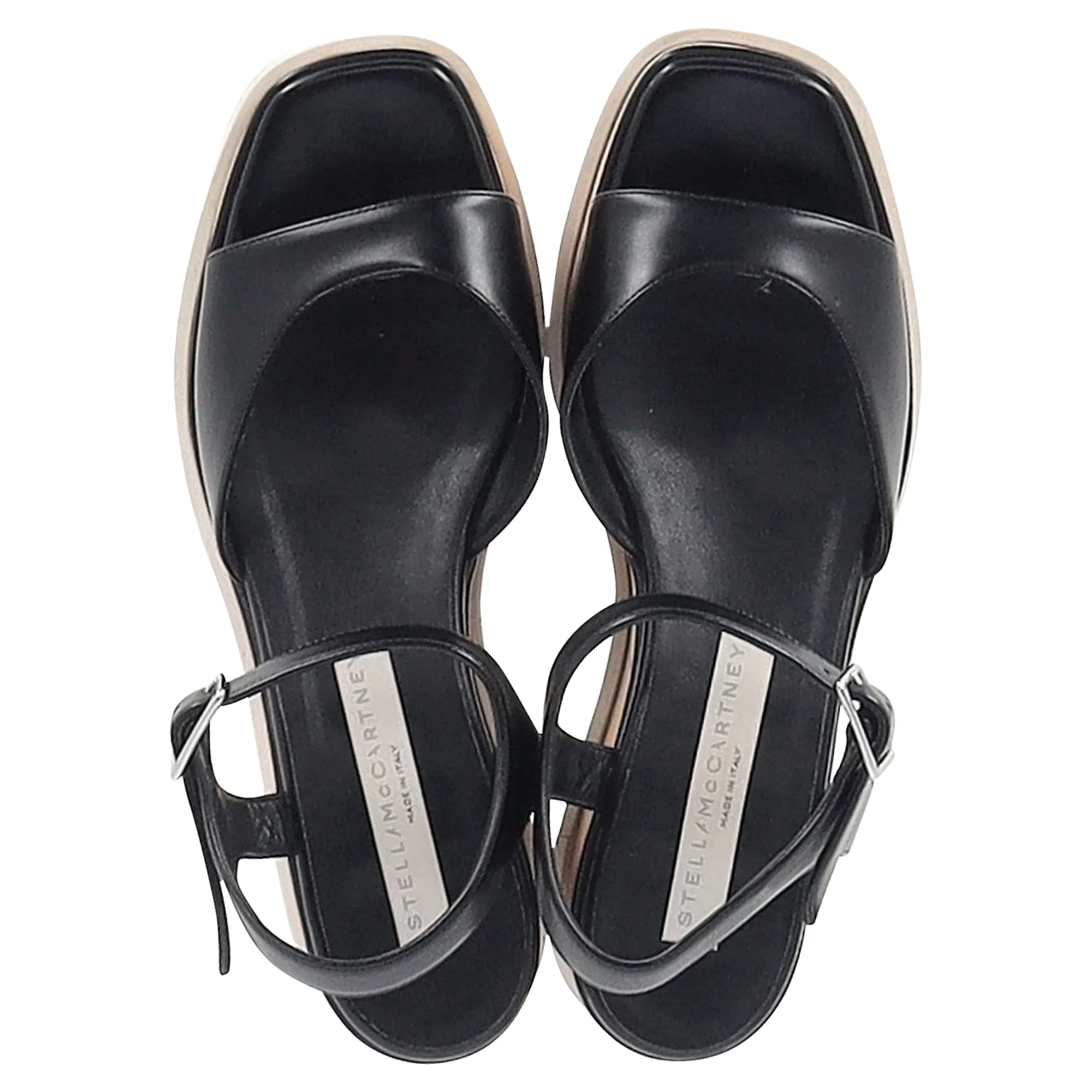 Stella McCartney Elyse Platform Sandals in Black Faux Leather