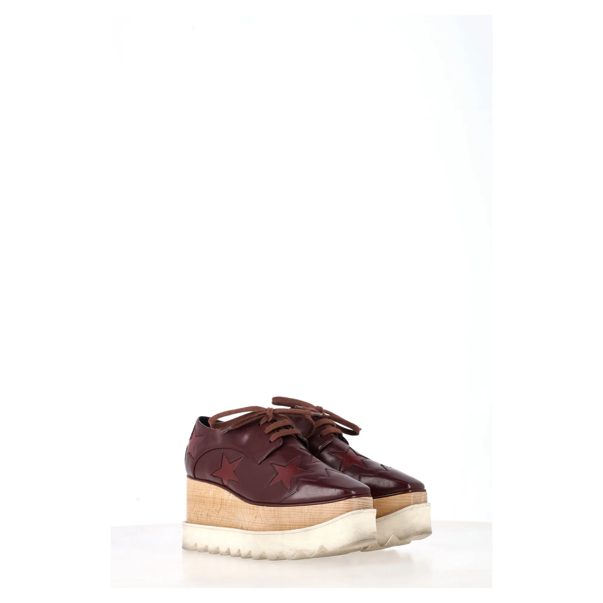 Stella McCartney Elyse Star Platform Derby in Burgundy Faux Leather