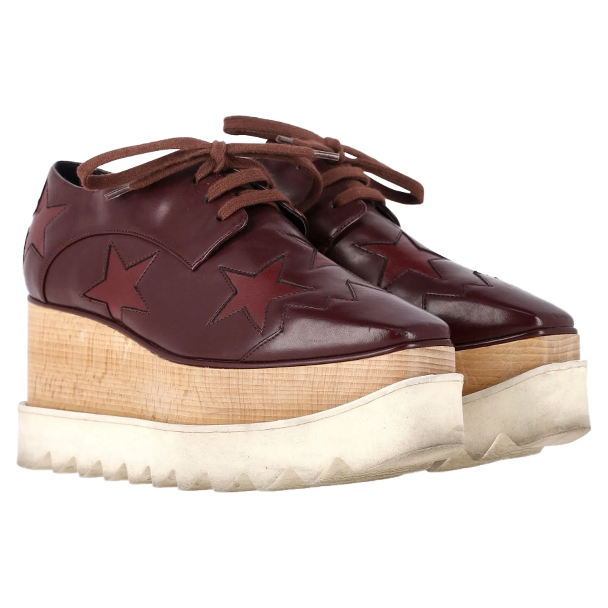 Stella McCartney Elyse Star Platform Derby in Burgundy Faux Leather