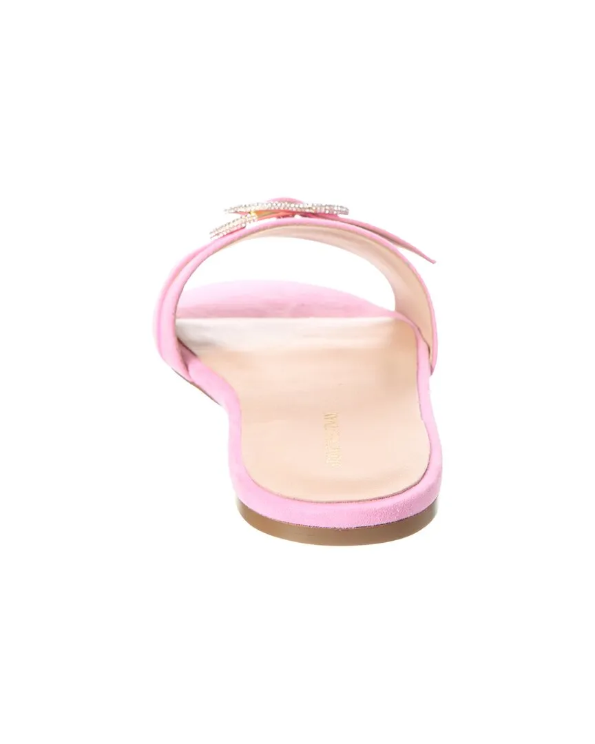 Stuart Weitzman Crystal Buckle Suede Slide