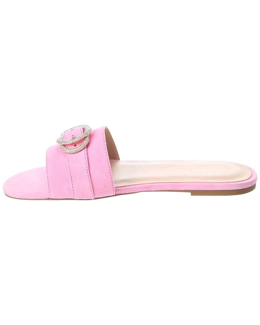 Stuart Weitzman Crystal Buckle Suede Slide