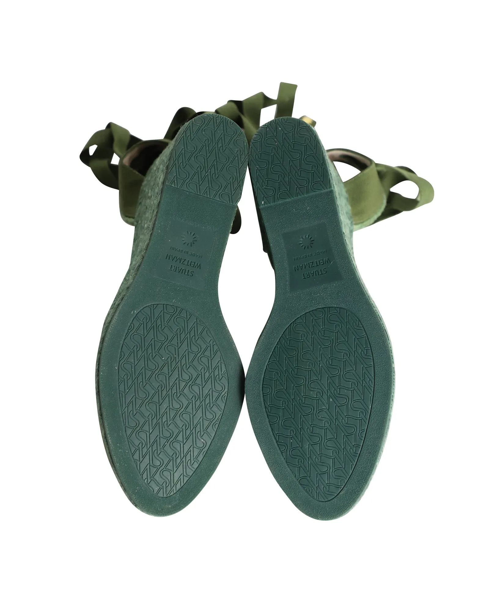 Stuart Weitzman Marguerita Espadrille Wedge Sandals in Green Canvas
