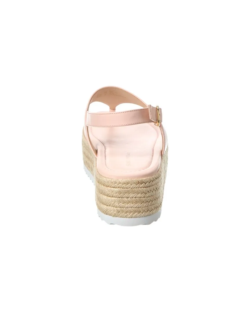 Stuart Weitzman Mel Leather Espadrille Flatform Sandal
