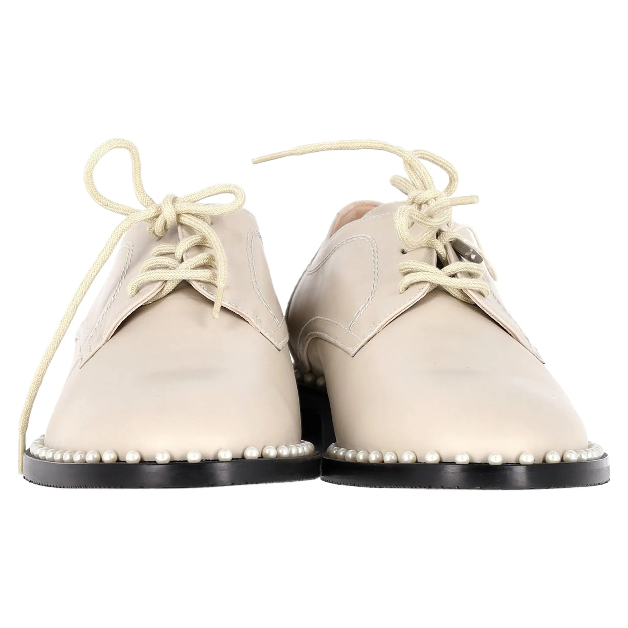 Stuart Weitzman Pearl Accent Brogues in Nude Leather