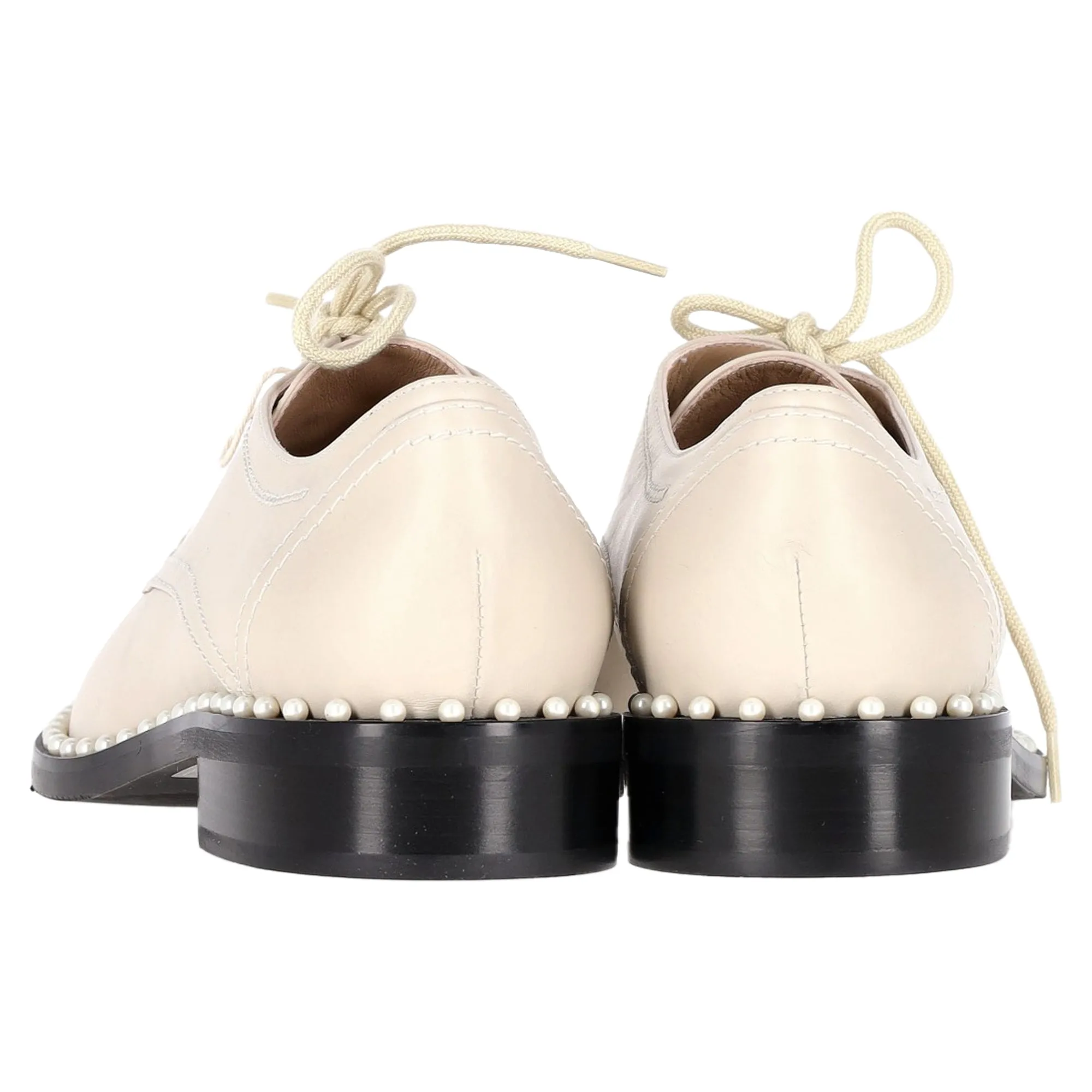 Stuart Weitzman Pearl Accent Brogues in Nude Leather