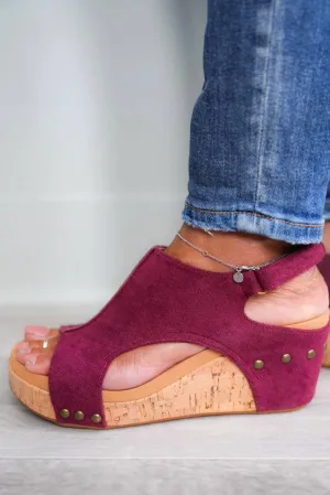 Suede Carley Wedges (Ca) (B-4) In Berry