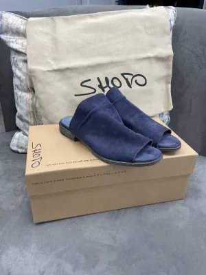 Suede Navy Slides
