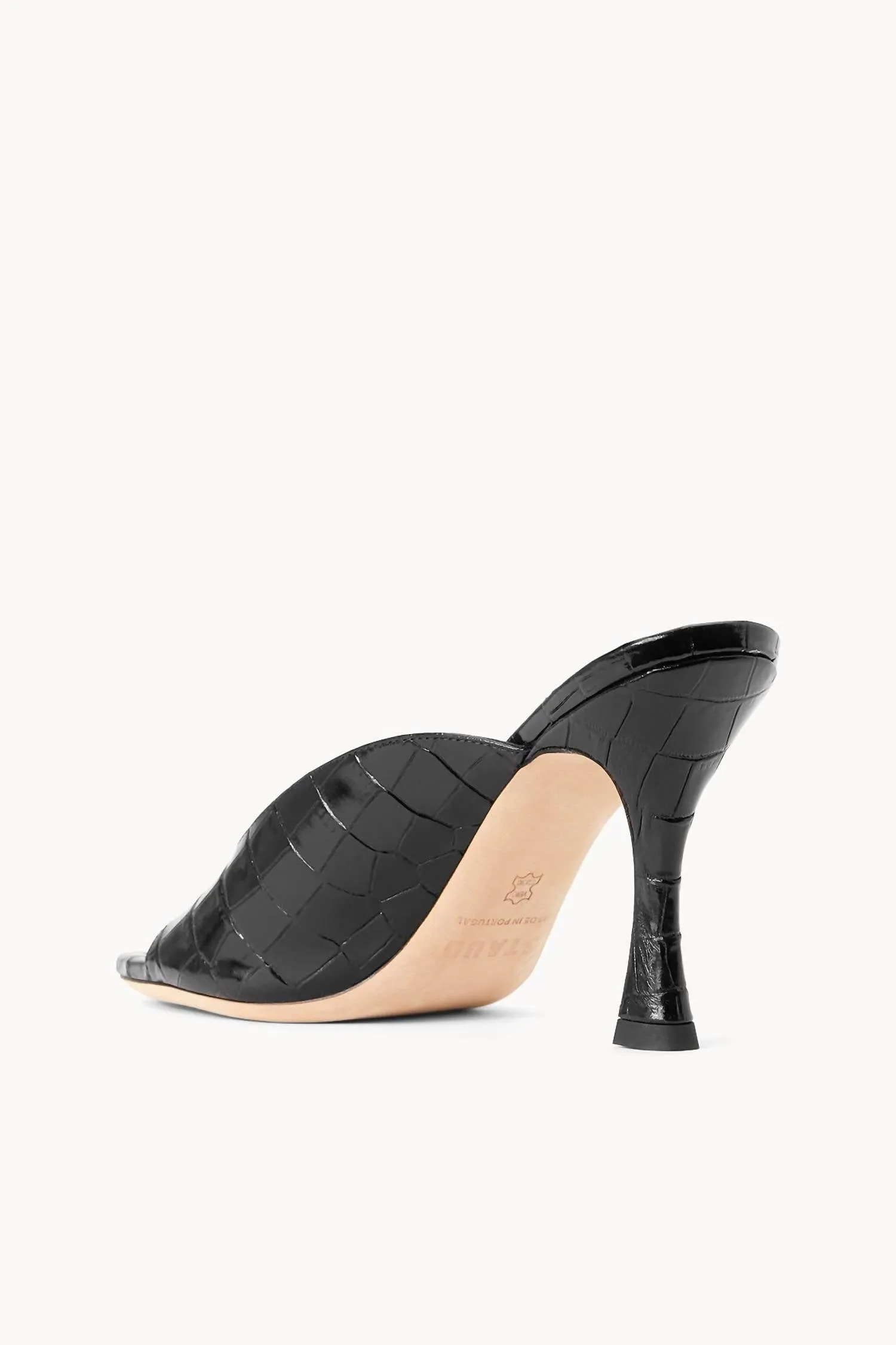 Sylvia Leather Mule Sandals In Black Croc Embossed