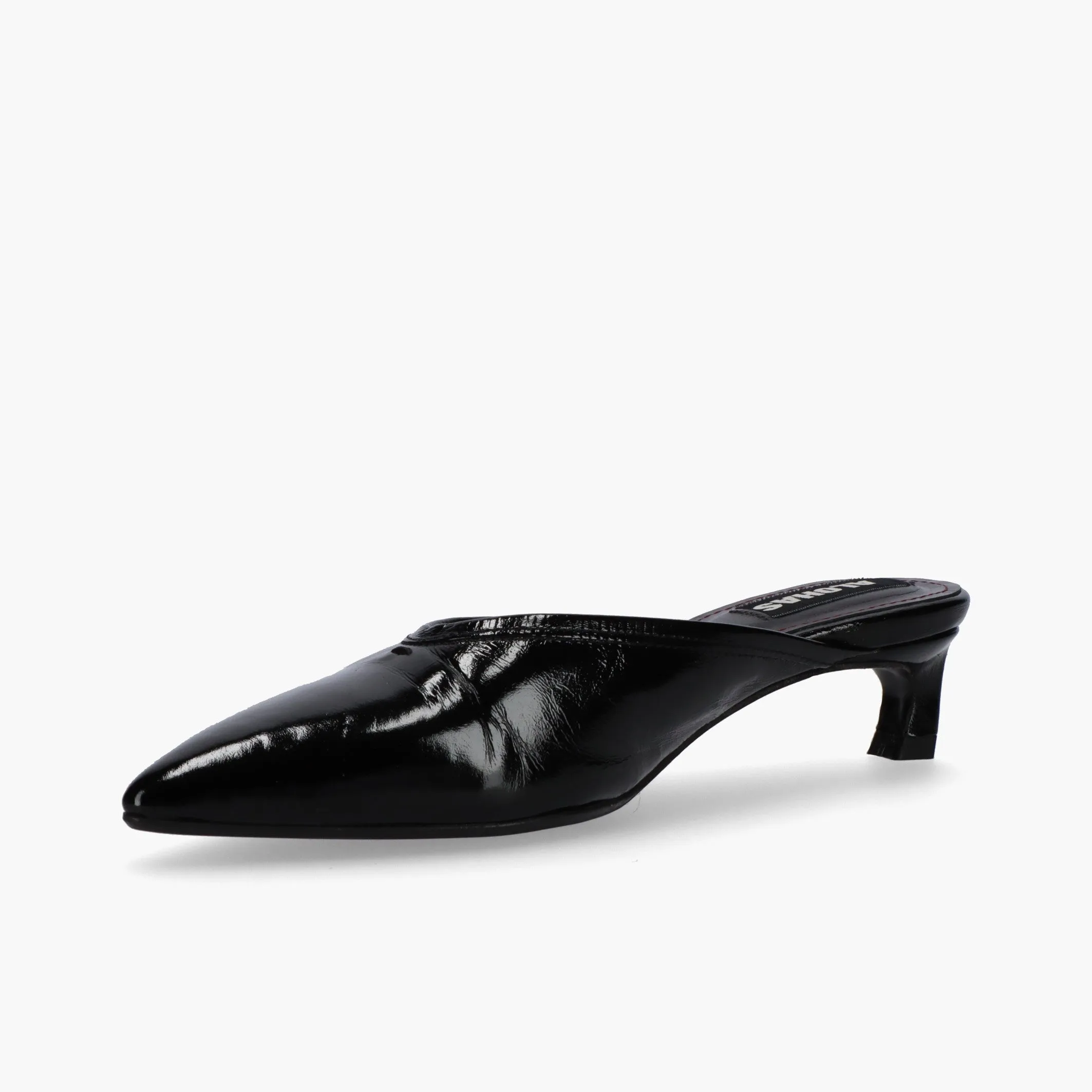 Tessa Onix Black Leather Mules