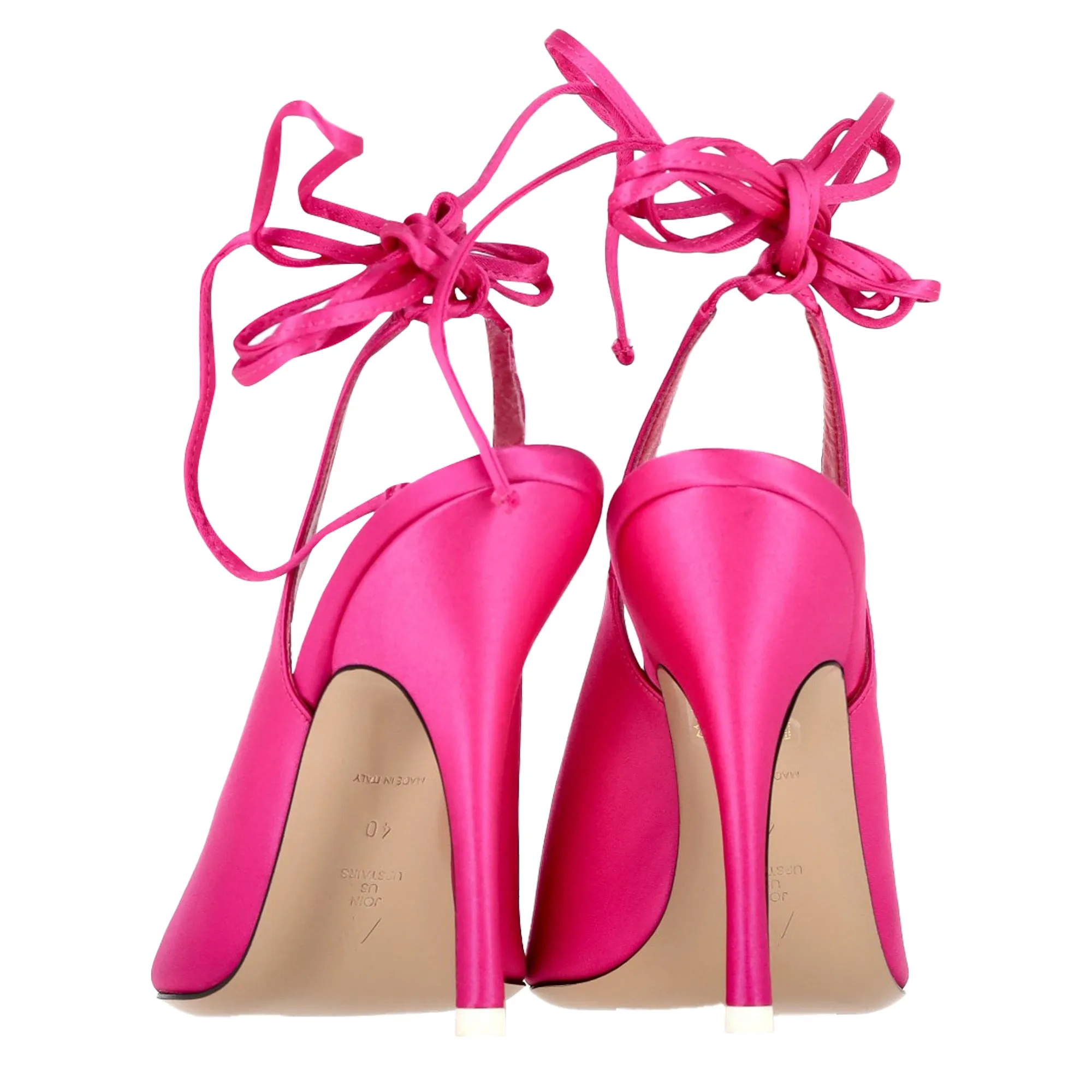 The Attico Venus Slingback Heels in Pink Satin
