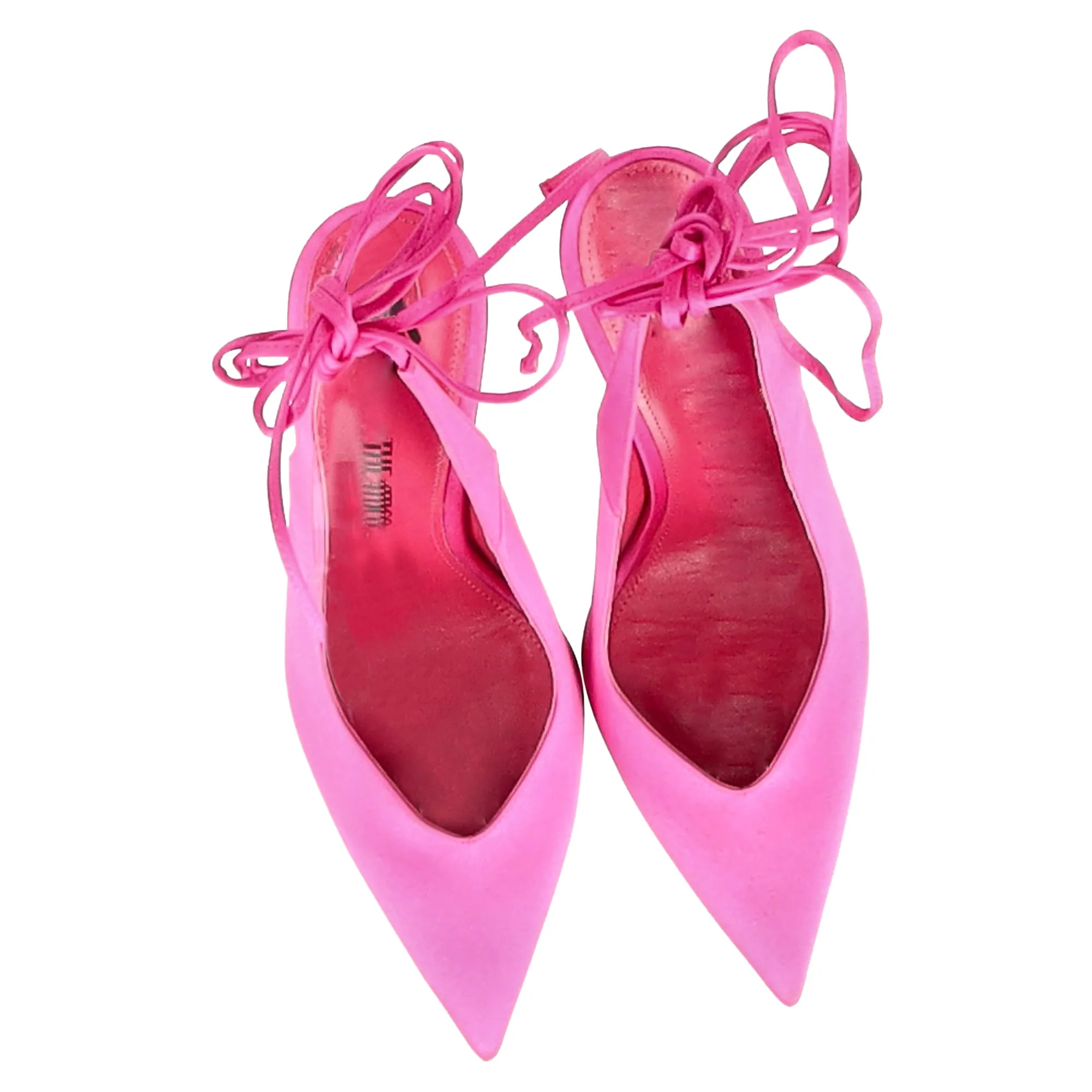 The Attico Venus Slingback Heels in Pink Satin