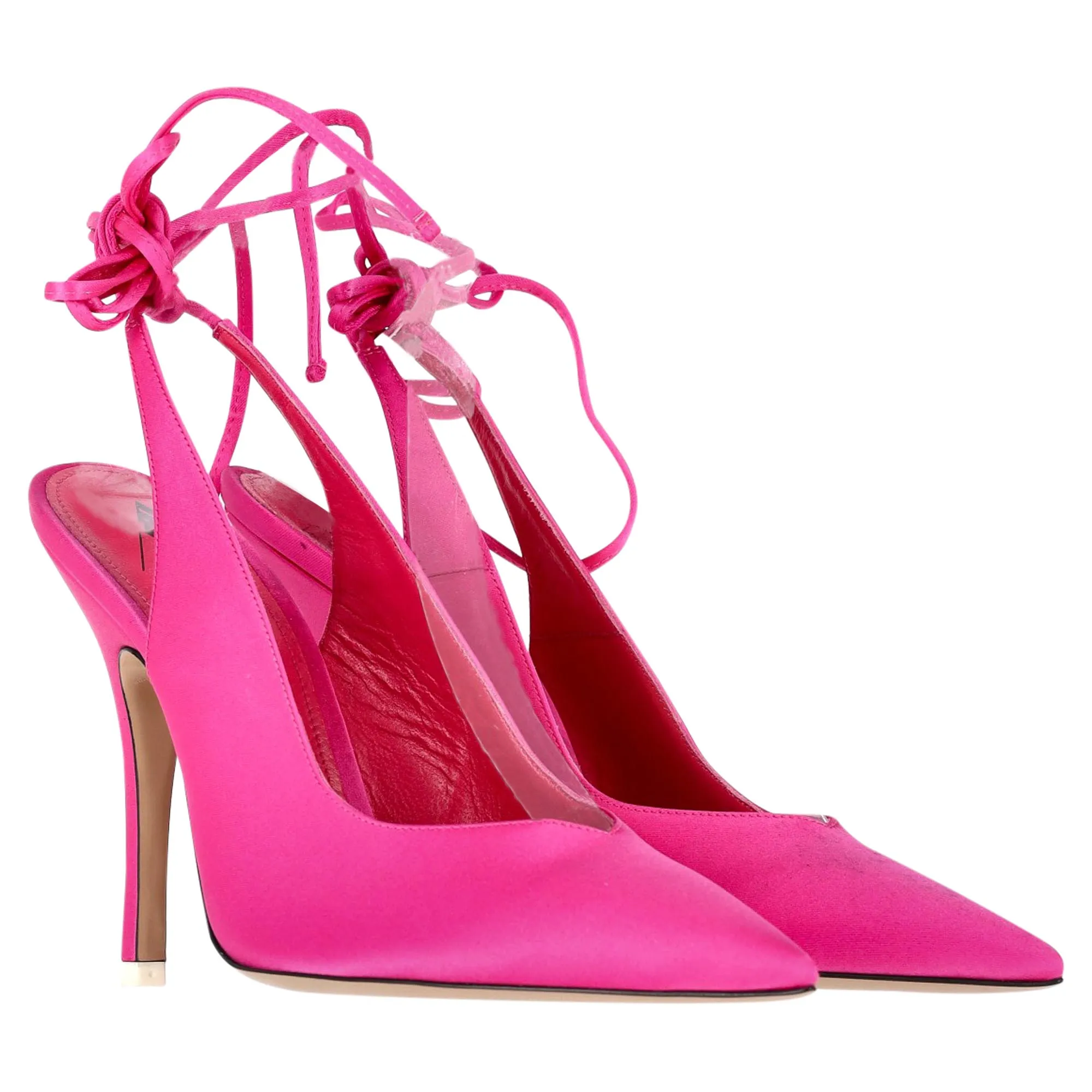 The Attico Venus Slingback Heels in Pink Satin