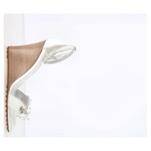 Tod's Bow Detail Wedge Sandals in White Leather