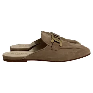 Tod's Chain-Detail Mules in Beige Suede