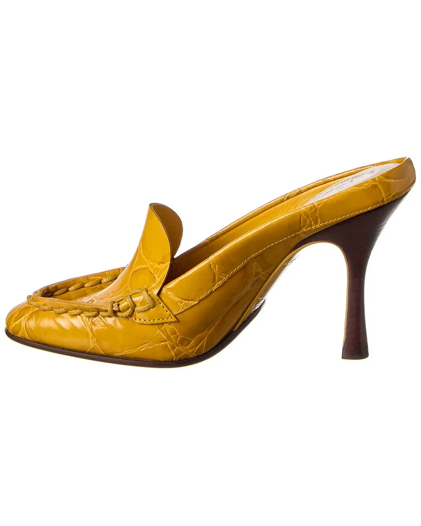TODs Croc-Embossed Leather Mule