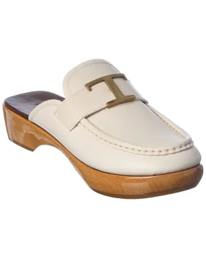TODs Logo Leather Mule