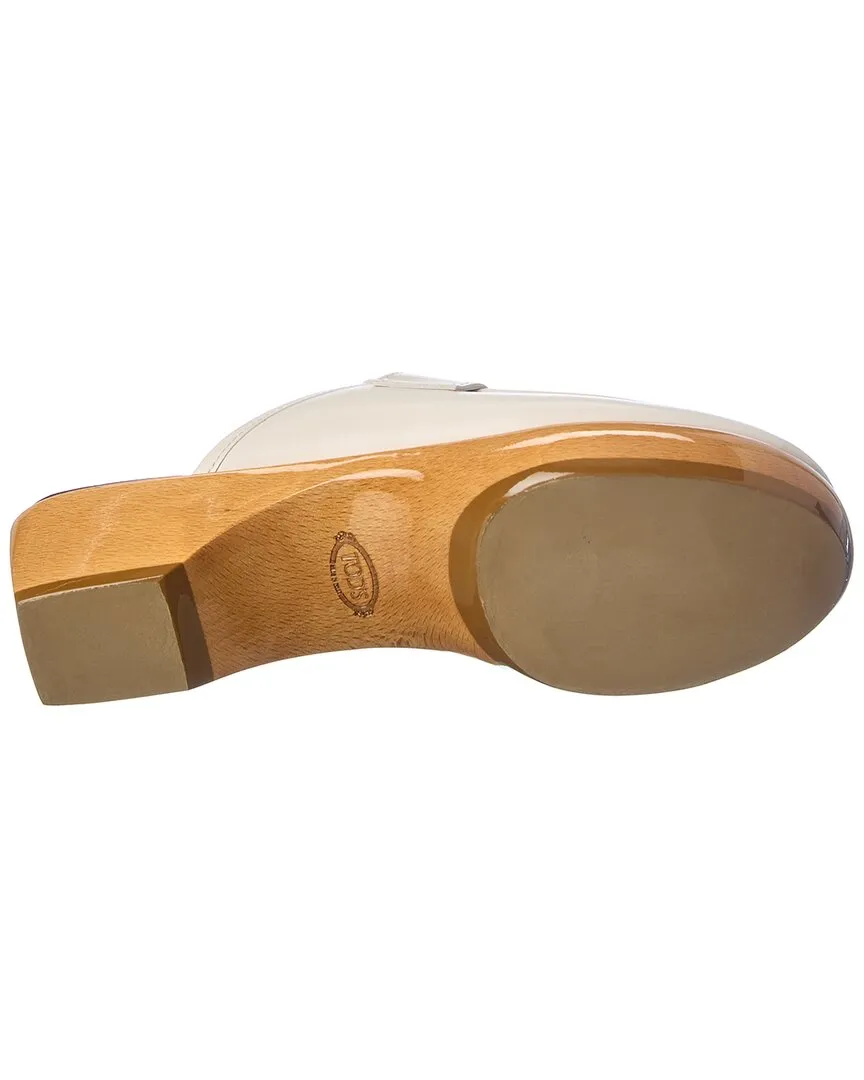 TODs Logo Leather Mule