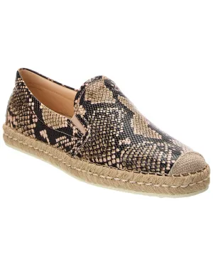 TODs Snake-Embossed Leather Espadrille