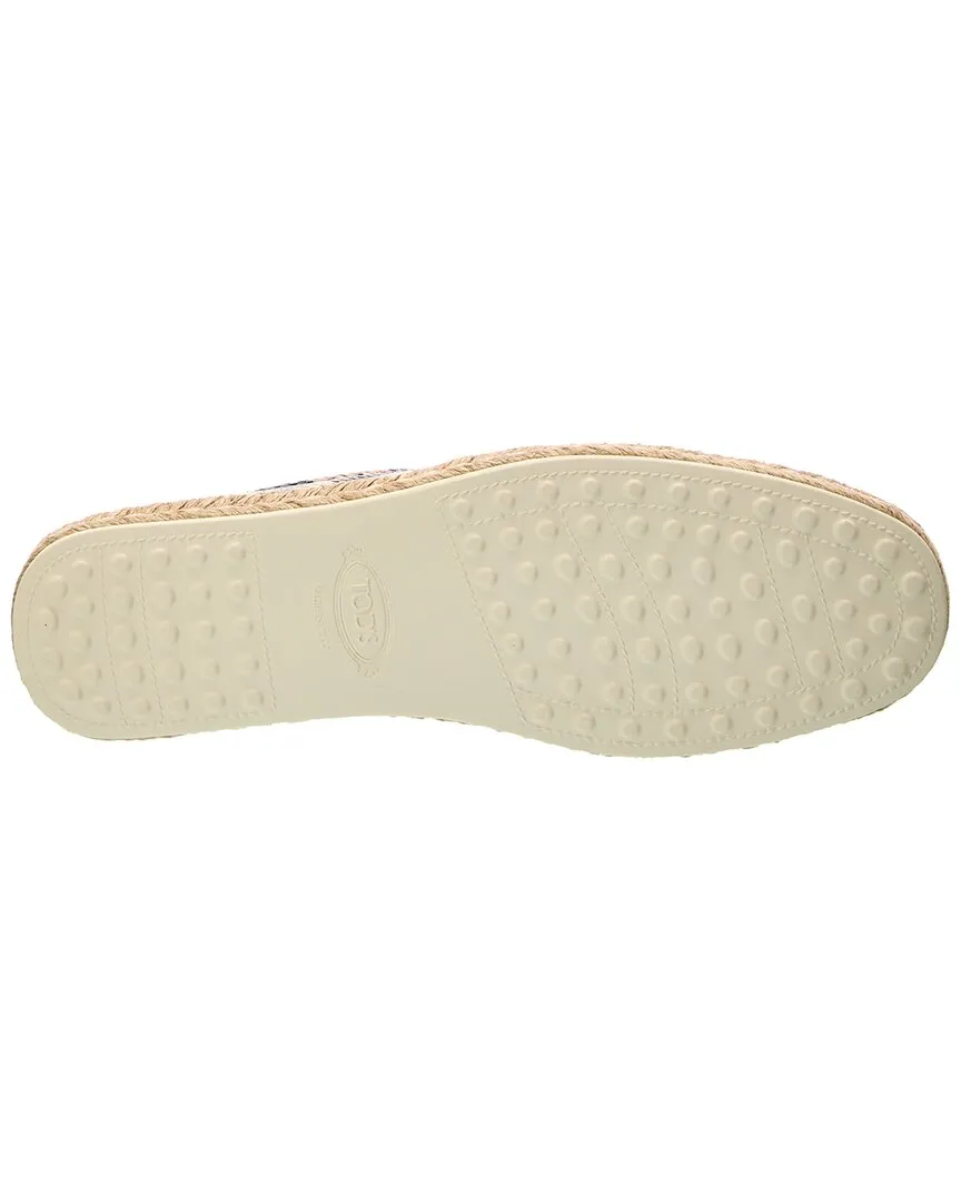 TODs Snake-Embossed Leather Espadrille