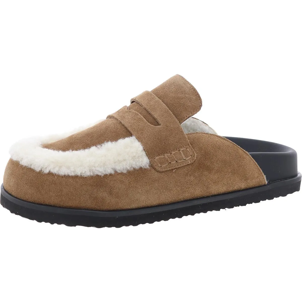 TOMLIN Womens Faux Fur Leather Slide Slippers
