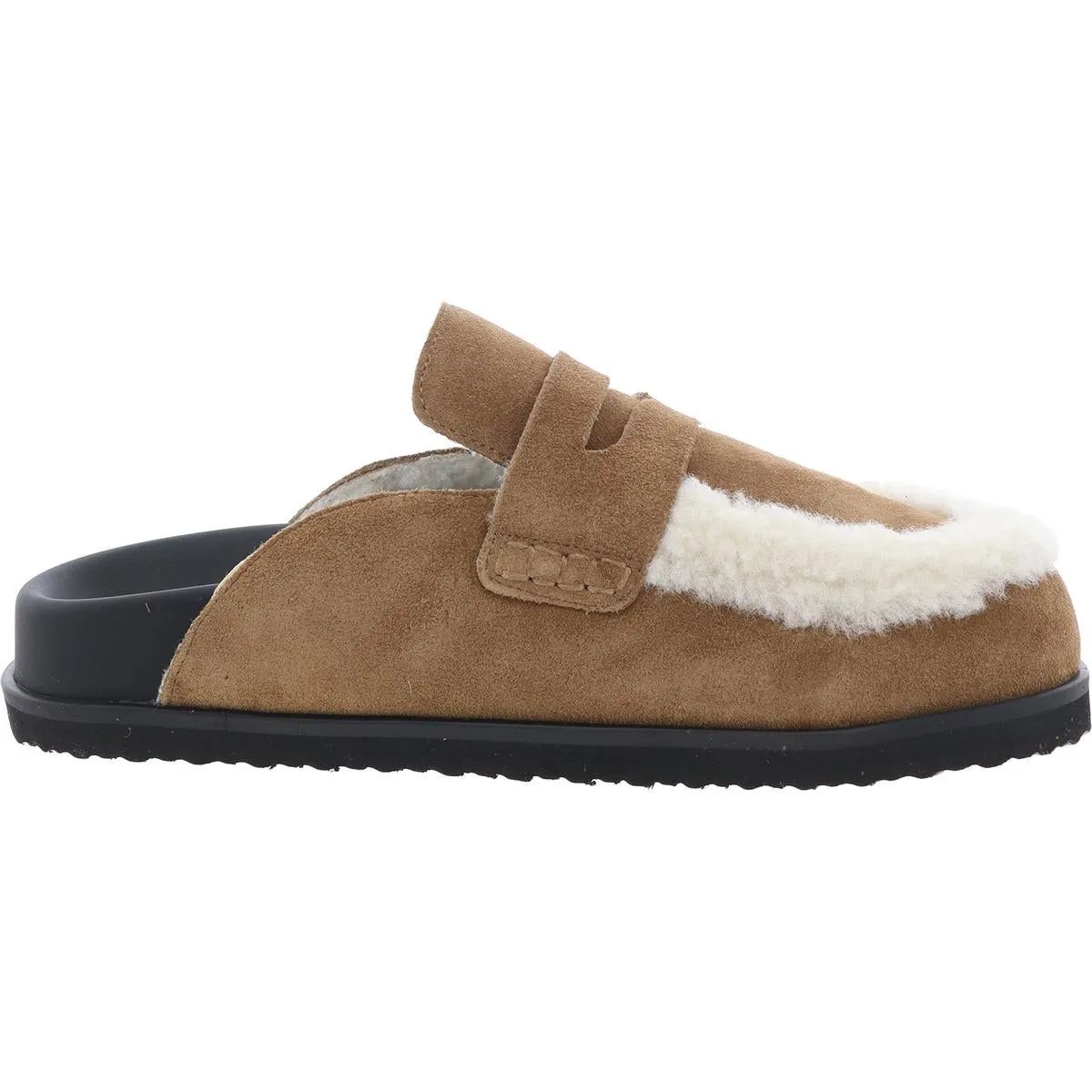 TOMLIN Womens Faux Fur Leather Slide Slippers