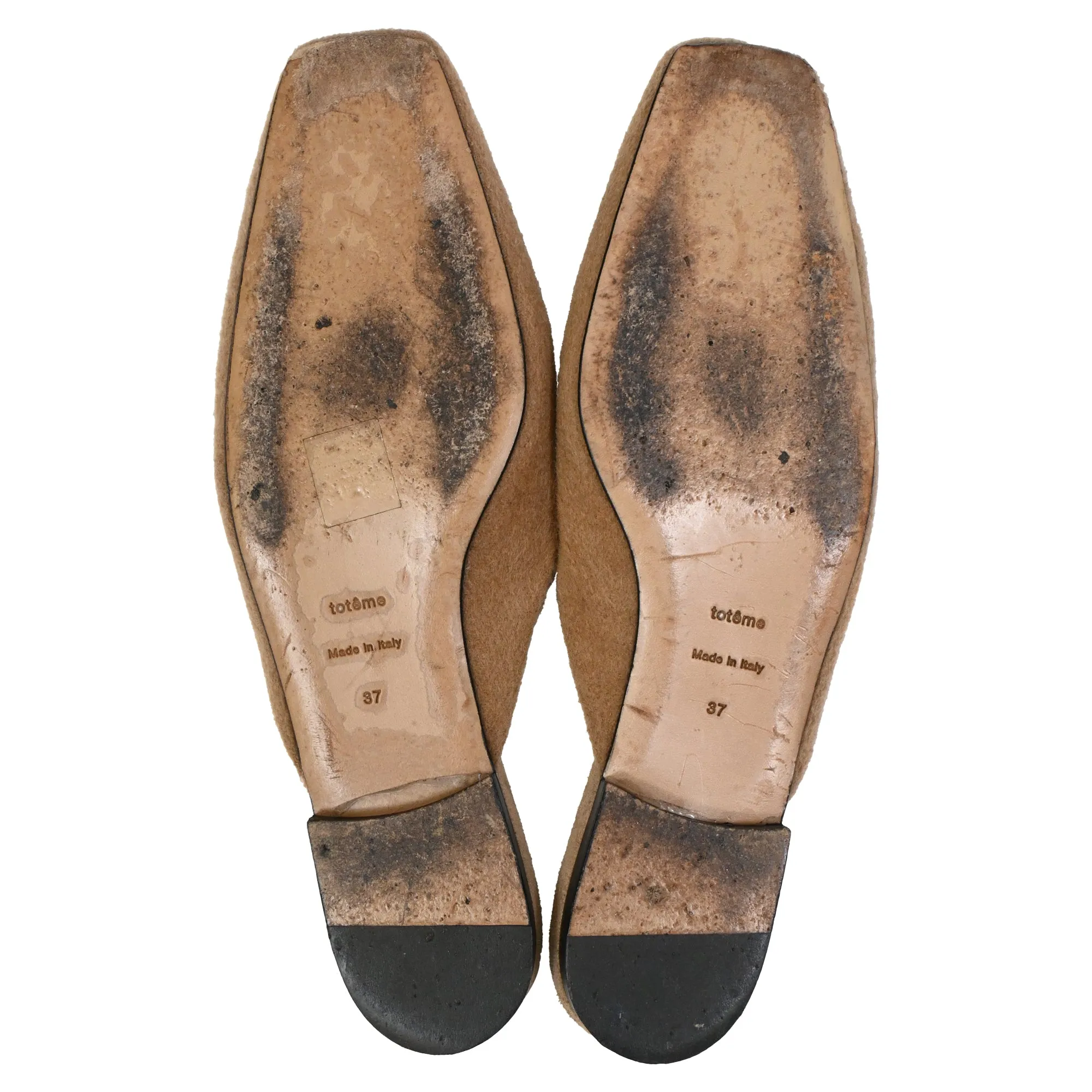 Toteme Flat Mules in Beige Cashmere